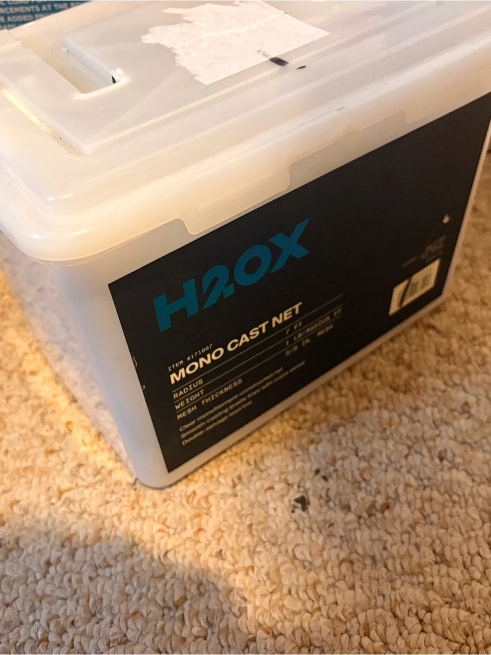 (2) H2OX White Mono Cast Fishing Nets / Storage Bins - (1) 4Ft & (1) 7ft